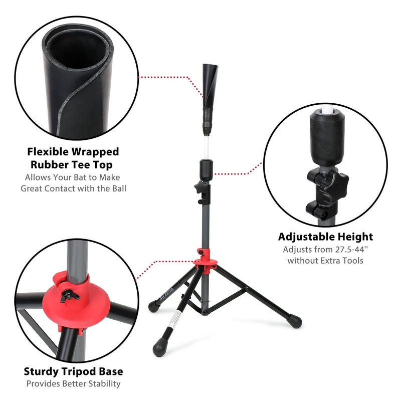 McHom Baseball & Softball Batting Tee - Hitting Travel Tee | Adjustable Height | Portable & Collapsible | Tripod Base - Image 2